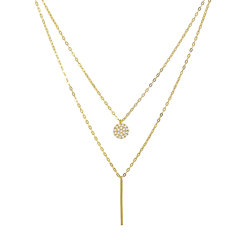 

Full Diamond Double Necklace Women's Japanese and Korean Won Brand Premium Design Sense Niche Geometric Clavicle Chain
