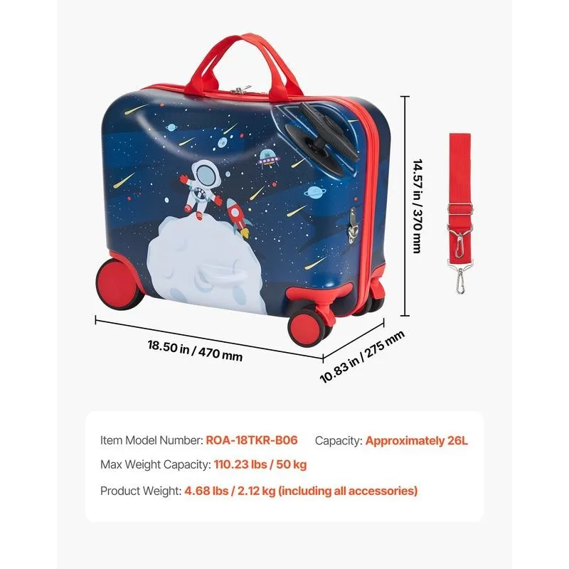Ride-on Luggage 18-inch Lightweight Kids Scooter Suitcase with Wheels