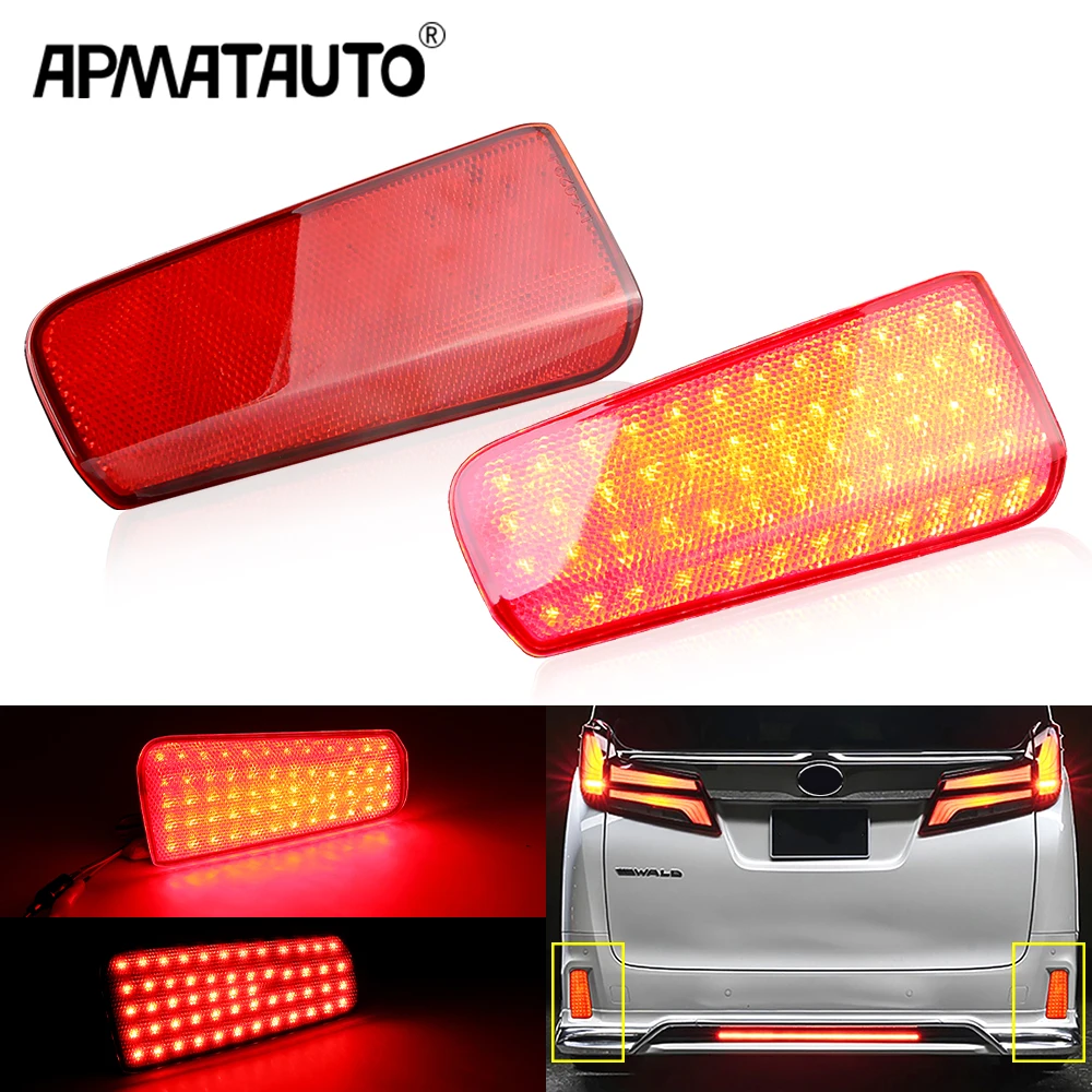 2pcs LED Rear Bumper Reflector Tail Brake Light for Toyota Alphard Vellfire 30 Series 2015 2016 2017-2018