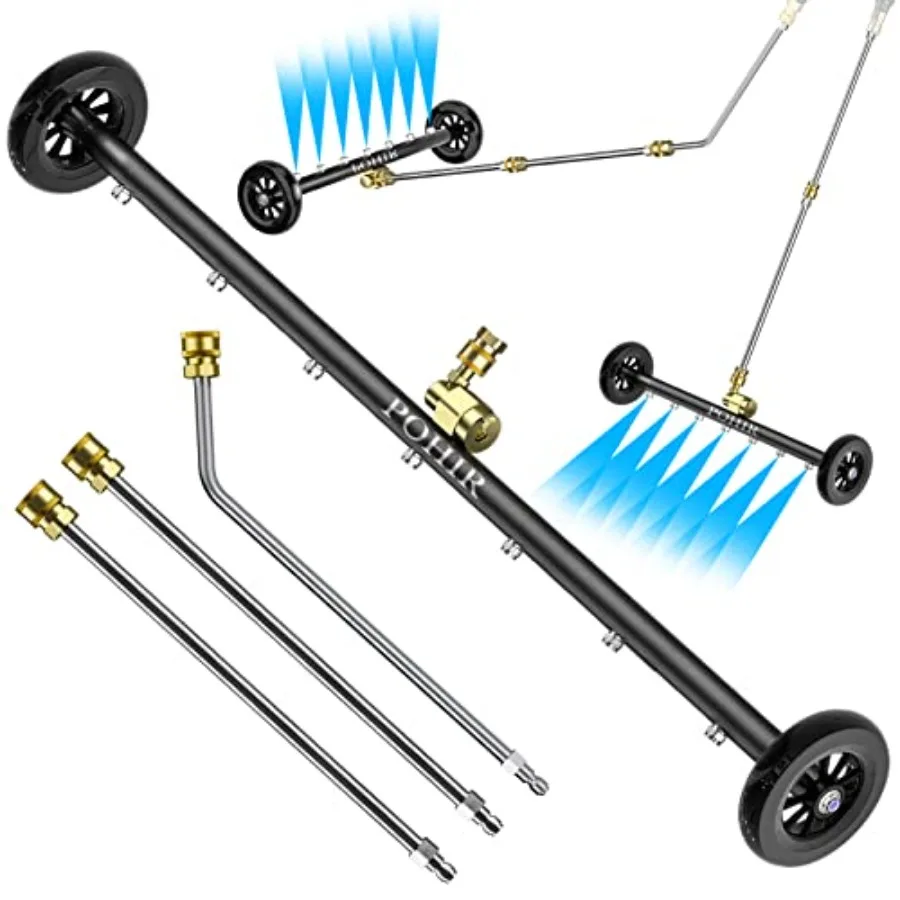 

Undercarriage Pressure Washer Attachment Pro Max 24" Surface Cleaner Water Broom with 3pcs Extension Wand and Quick Connect Piv