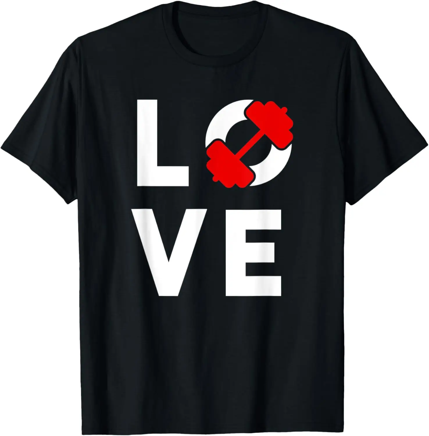 Dumbbell LOVE Workout Design - BOLD Print T-Shirt