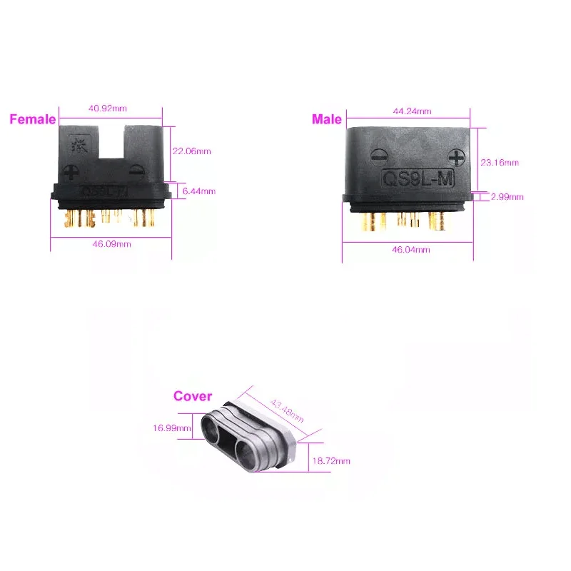 QS9L Heavy Duty Battery Connector QS9 Anti-Spark Gold Pating 180A Large Power Plug For RC Plant Protection Drone UAV