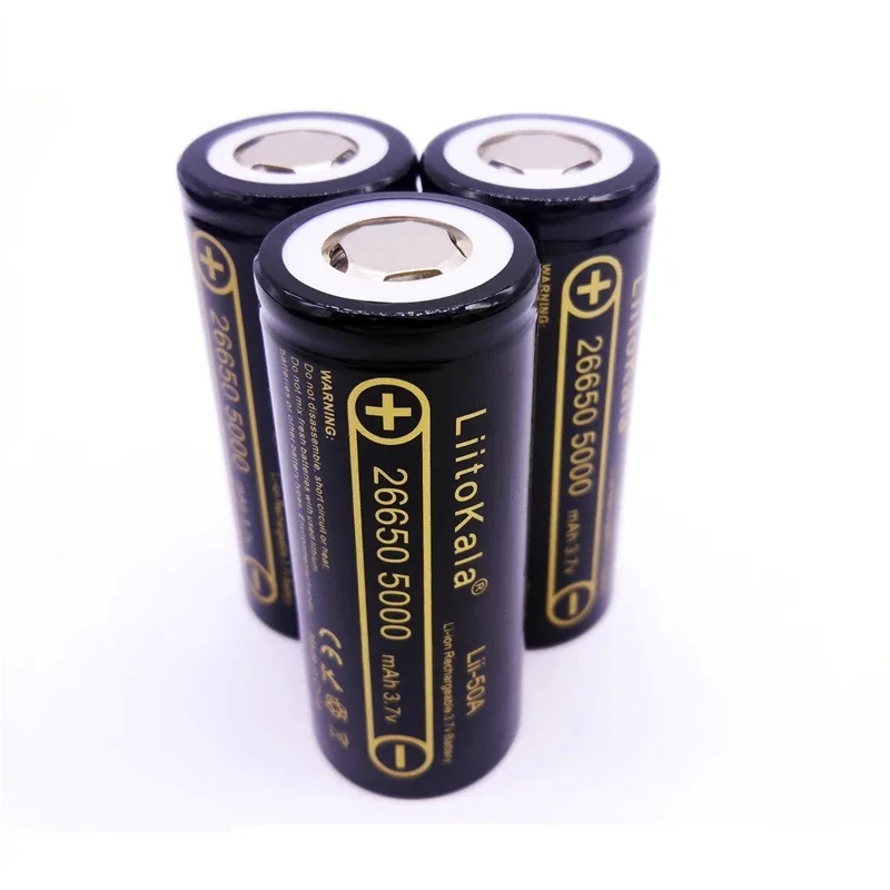 LiitoKala 100% 3.7V 26650 5000mah Li-ion Rechargeable Battery For Strong Flashlight, Power batteries 20A Discharge  Real Capacit