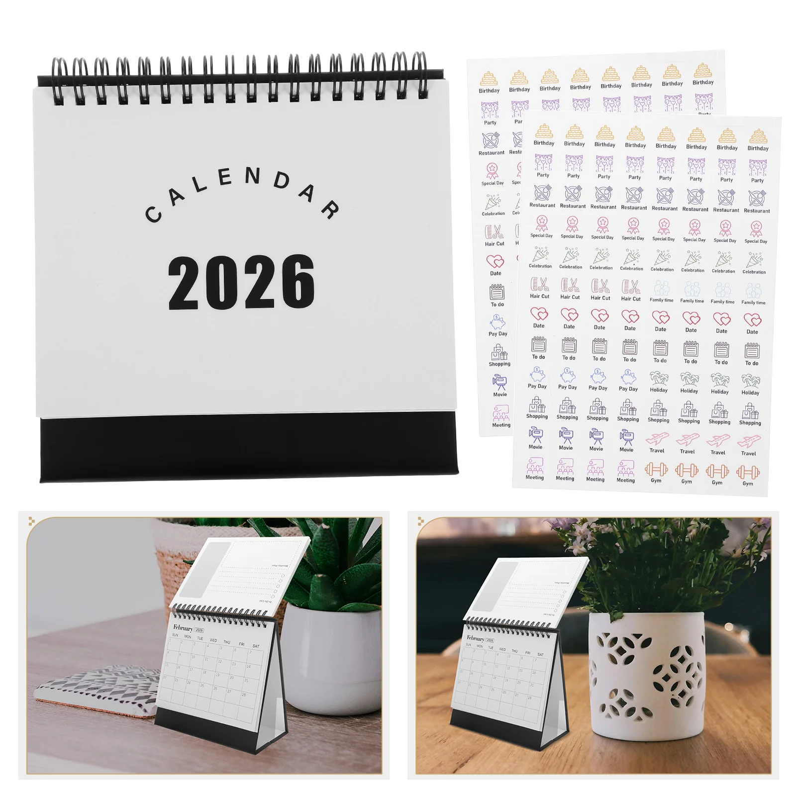 

2026 Desk Calendar Flip Flowers Dated Daily Table Paper Decorative Work Business Planner