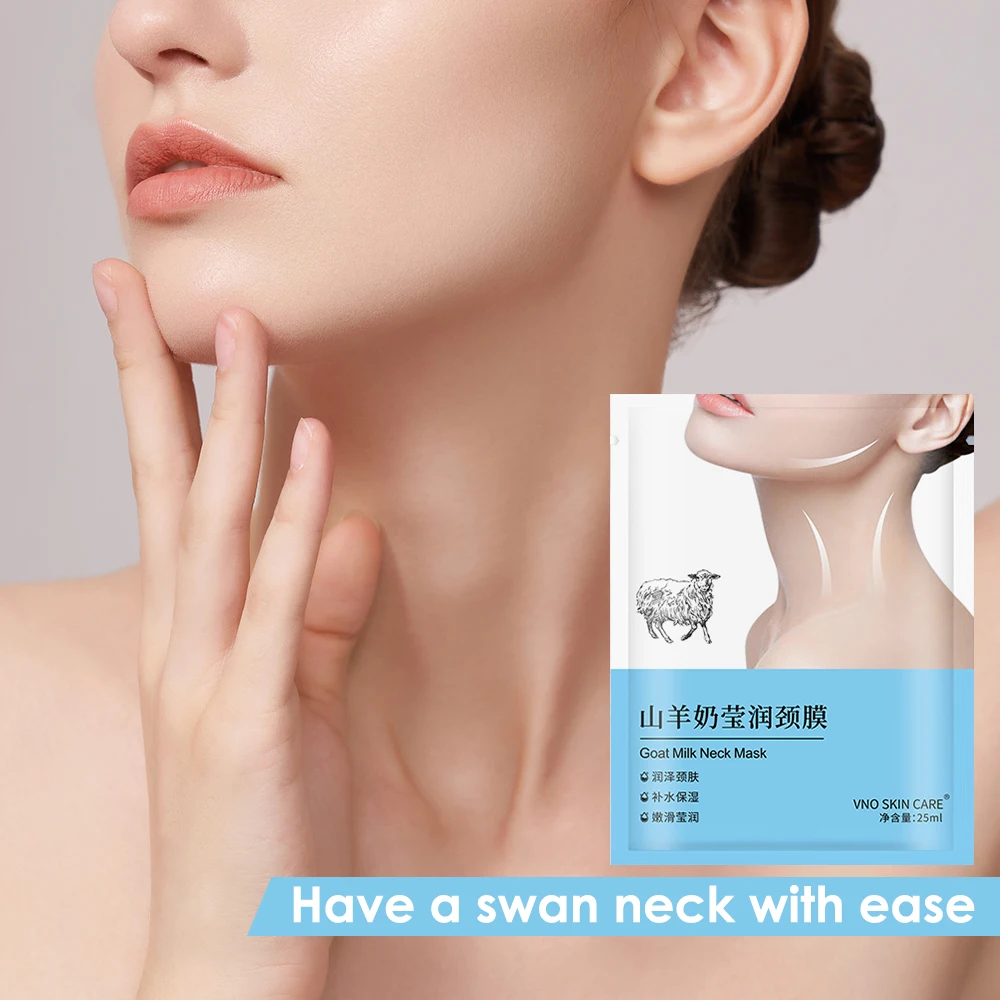 10 stücke Ziegenmilch Hals maske Hälse Haut masken straffende aufhellende Hals masken feuchtigkeit spendende Schönheits hälse Hals falten reduktion pflaster