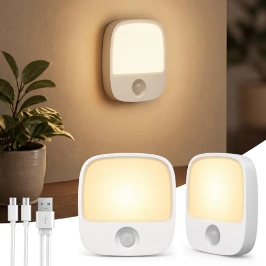 

Rechargeable Motion Sensor Night Lights, 2 Pack Magnetic Stick-On LED Lights with 3 Color Temperatures, Adjustable and Memory,