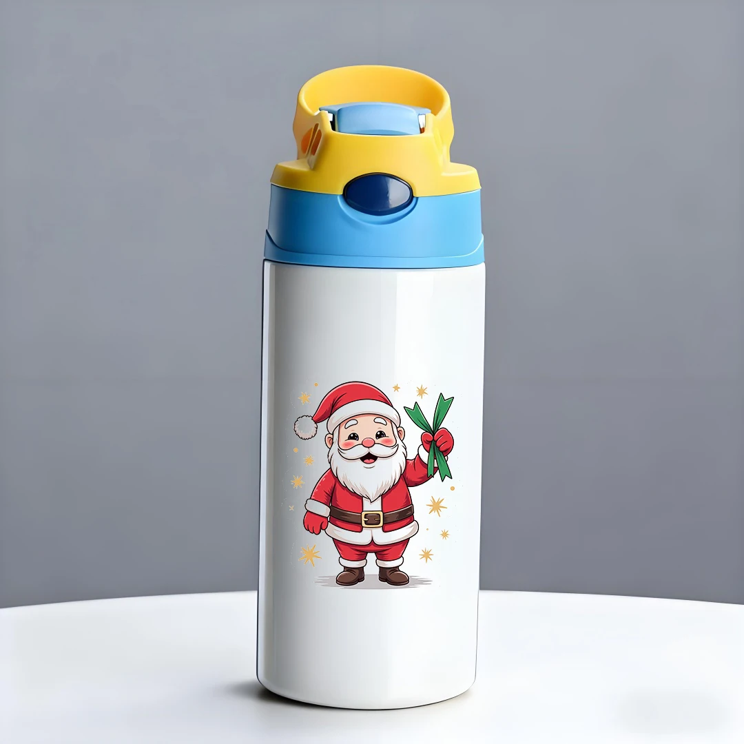 304 الفولاذ المقاوم للصدأ كوب معزول + الكرتون سانتا كلوز كوب بقشة الأطفال كوب معزول هدية عيد الميلاد مجموعة #4