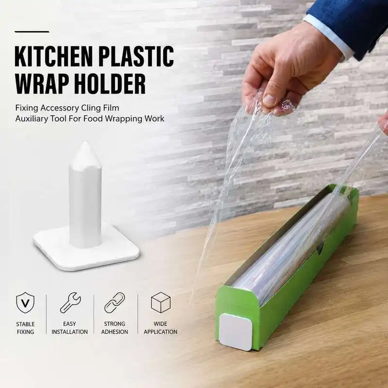 Kitchen Plastic Wrap Holder Fixing Accessory Cling Film Auxiliary Tool For Food Wrapping Work