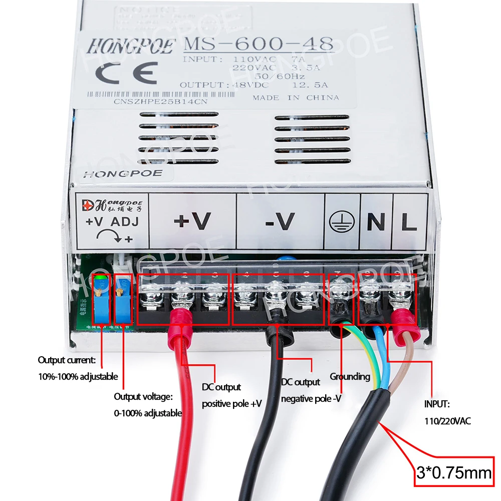 Adjustable digital display MS-600W switching power supply 0-200V output, 110/220V AC to DC power transformer for LED motors CCTV