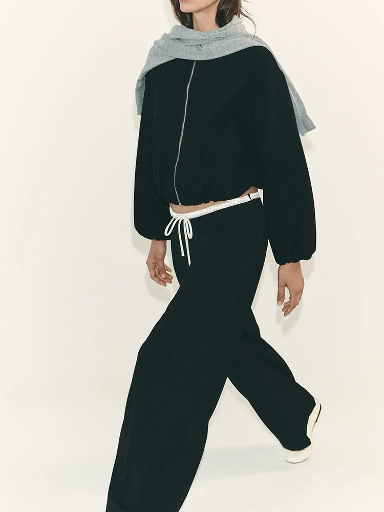 

Fall 2025 New Women's Simple round Ne Zipper Soft Pilot Jaet Outerwear Ele mat Design Comfortable Fit Coat