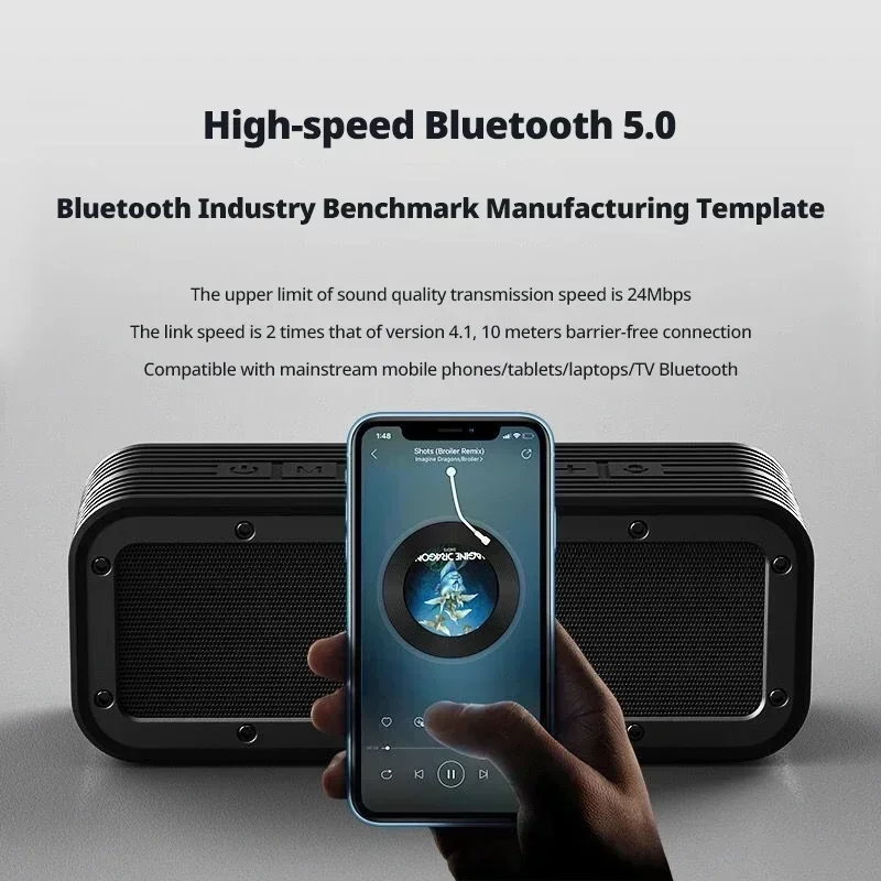 50W V8PRO Speakers High Power IPX7 Waterproof Outdoor Bluetooth Wireless Portable Subwoofer Car Desktop Audio Home Gift Speaker