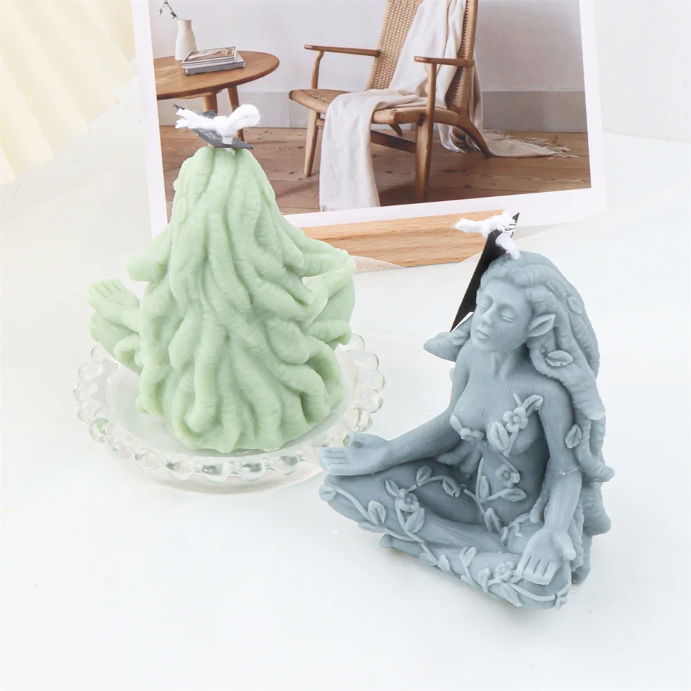 Pregnant Woman Mother Moon Candle Mold Silicone Craft Female Meditating Candle Making Tool Resin Soap Mould Home Fragrance Decor