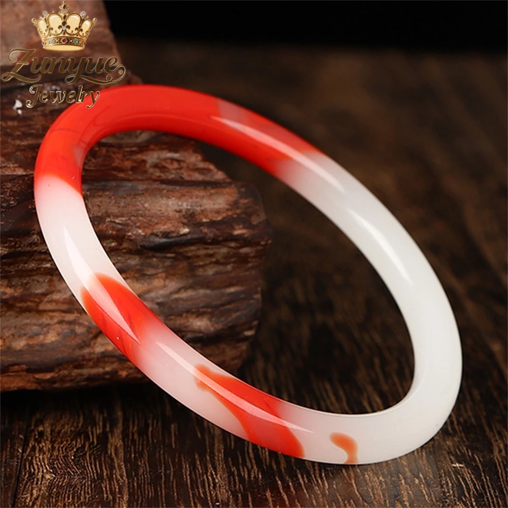 

Chicken-Blood Jade Ice-Type Floating Flower Bracelet Luxury Quality Jewelry Handicraft Fashion Jewelry Exquisite Charms Elegant