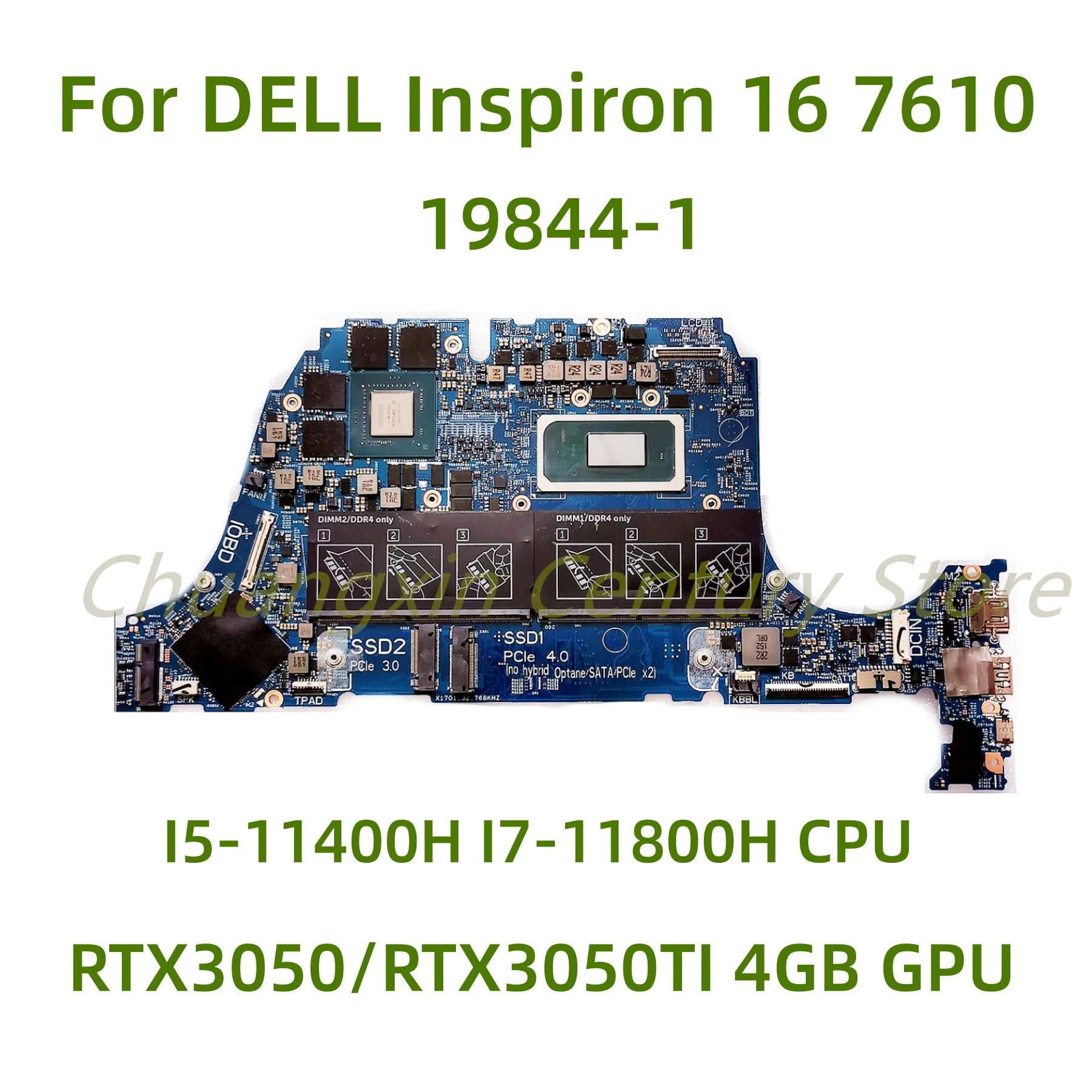 19844-1 motherboard suitable for DELL Inspiron 16 7610 laptop with I5-11400H I7-11800H CPU RTX3050/RTX3050TI 4GB GPU 100% Tested