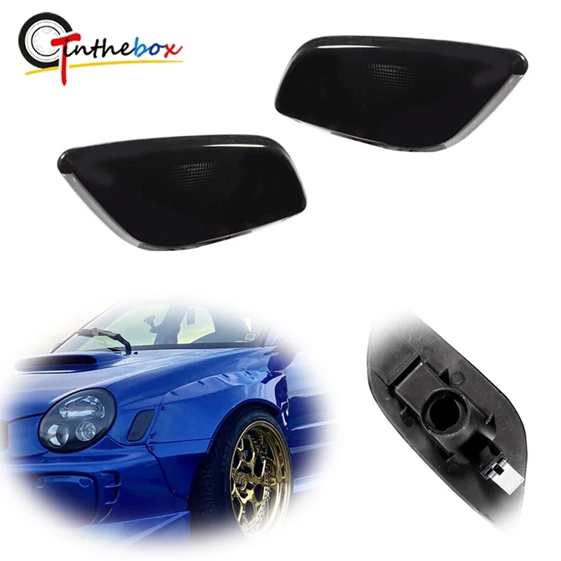 Gtinthebox Smoked Lens Front Fender Side Marker Light Parking Light Cover Housings For 2002-2003 Subaru Impreza RS / TS / WRX