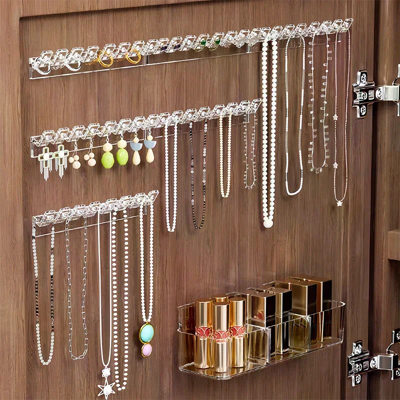 3Pcs Self-Adhesive Necklace Organizer, Space-Saving Multi-Functional Jewelry Organizer, Necklace Holder Wall Mounted