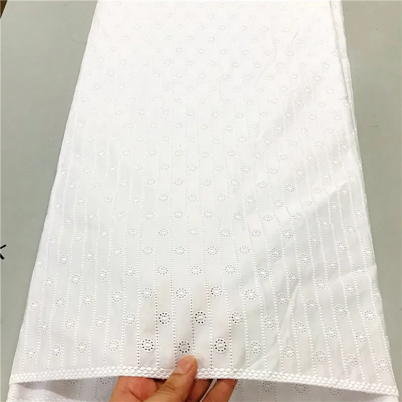 5 Yards Nigerian 100% Cotton Polish Satin Embroidery Fabric High Quality Swiss Voile Lace Material For Men Dubai Style YL011801