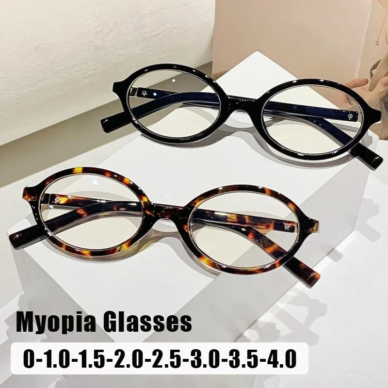 

Retro Oval Myopia Glasses High Definition Anti-Blue Light Minus Diopter Eyeglasses Luxury Brand Designer Women's Eyewear