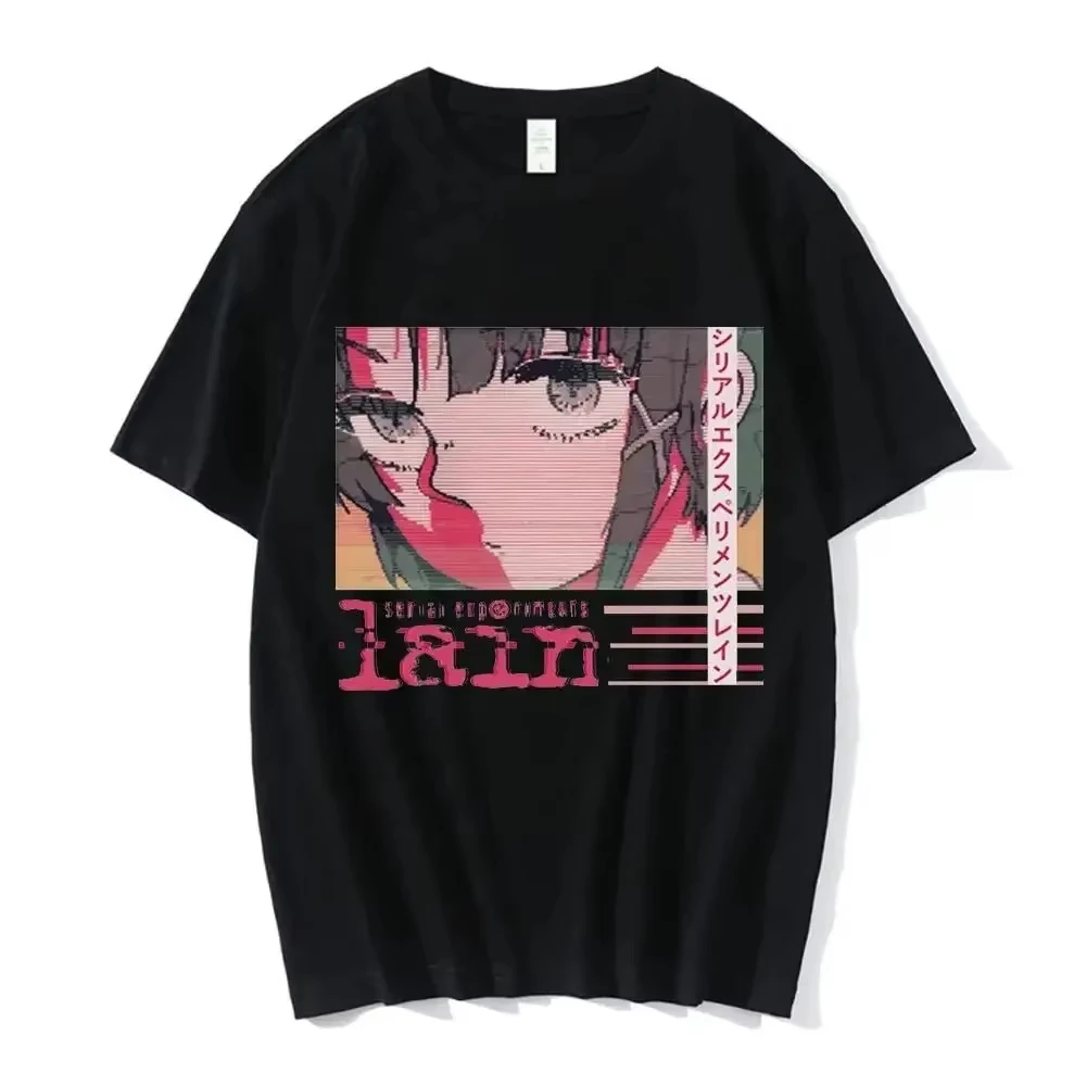 Iwakura Manga chica ciencia ficción manga corta moda harajuku top Anime experimentos en serie Lain estampado gráfico camiseta Unisex camisetas