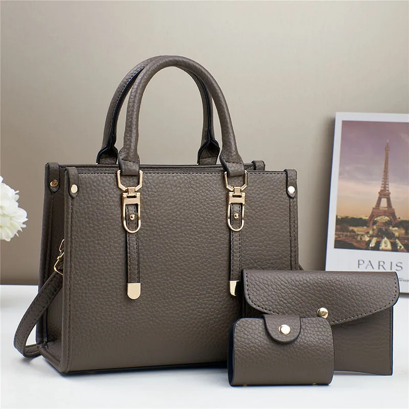 

3pcs/set pu Leather Tote Bag For Women Large Capacity Retro Shoulder Bags Vintage Crossbody Handbags set Large Lady Shopper Bag
