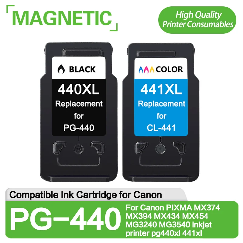 2X PG440 PG-440 441 compatible Ink Cartridge For Canon PIXMA MX374 MX394 MX434 MX454 MG3240 MG3540 inkjet printer pg440xl 441xl