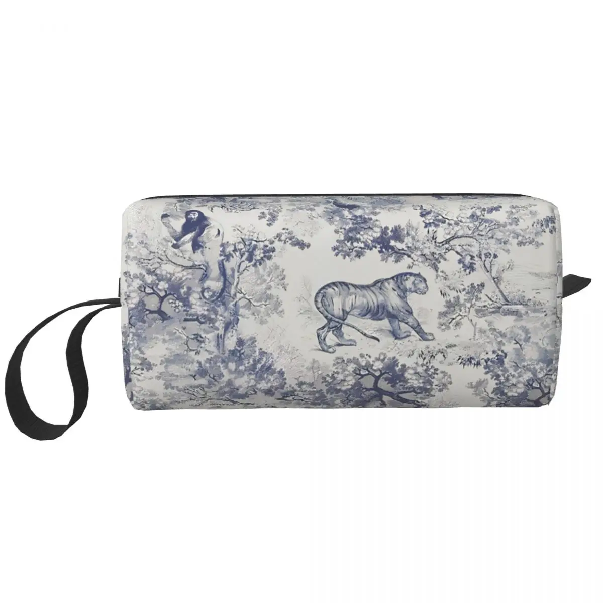 Blaue klassische französische Make-up-Tasche Beutel Toile de Jouy Kosmetik tasche Reise Kultur beutel Veranstalter Aufbewahrung Geldbörse Männer Frauen