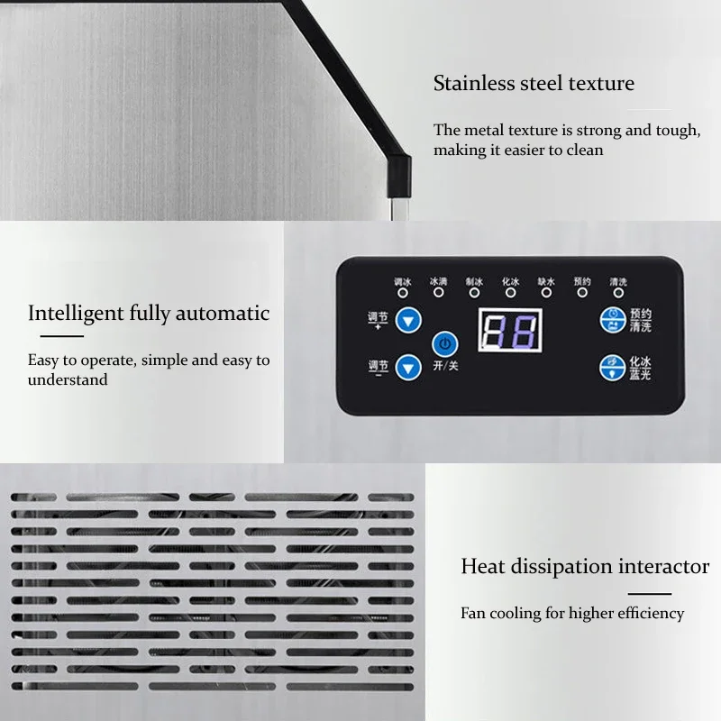 Commercial Ice Maker Freestanding Cabinet Cube Ice Machine LED Digital Display For Bar Home Restaurant