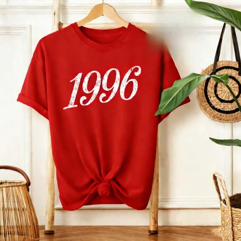 Ideas Retro Printed T-Shirt Tops Vintage 1996 30th Birthday Gift High Quality Cotton Tee Casual All-match Regular Short Sleeve