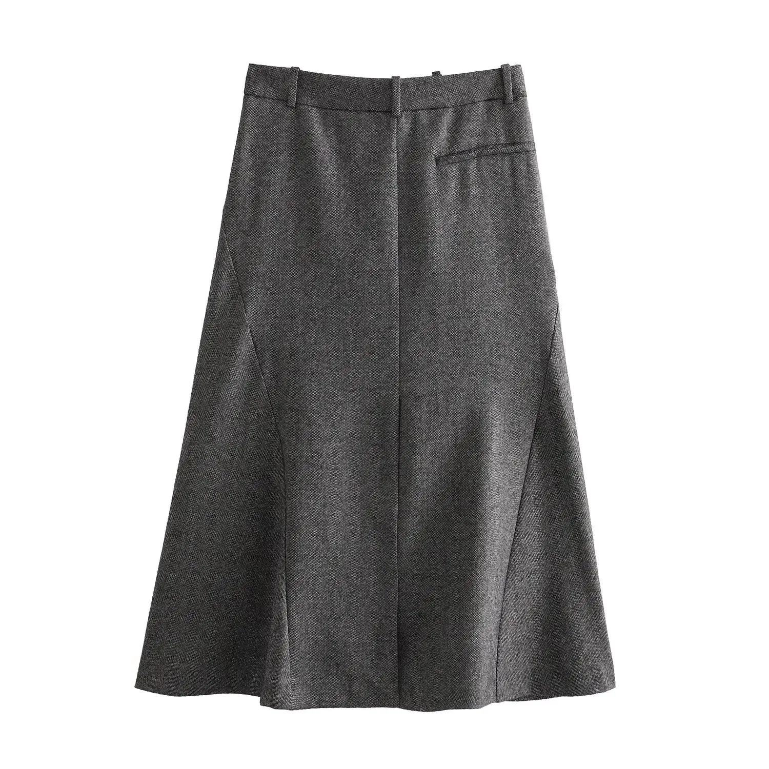 

Withered British Fashion Office Women's Commuter Casual Skirts Tweed Midi Skirt Women Gray Color High Waist A-line Loose