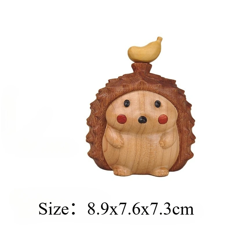 2027 Sandalwood Carved Little Hedgehog Ornament Cute Home Bedroom Desk Office Fidget Hand Piece Wooden Animal Craft Home Decorat