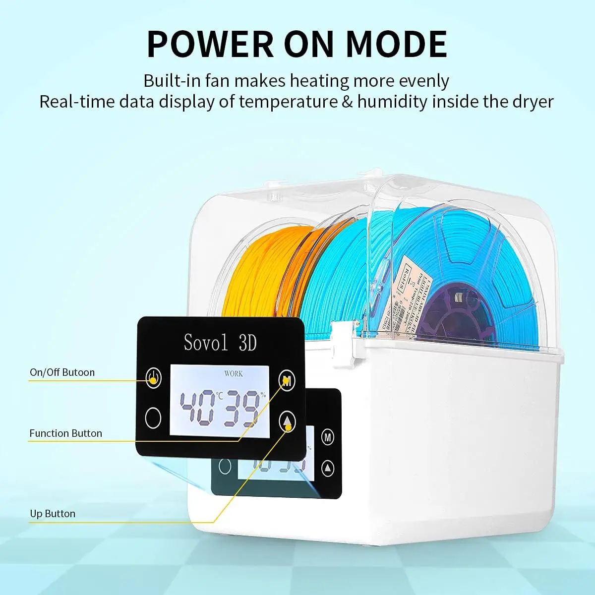 Sovol-vaccoir à filament 2023, déliaison de filament SH01, support de bobine d'imprimante 3D avec ventilateur amélioré, boîte sèche pour garder le filament au sec