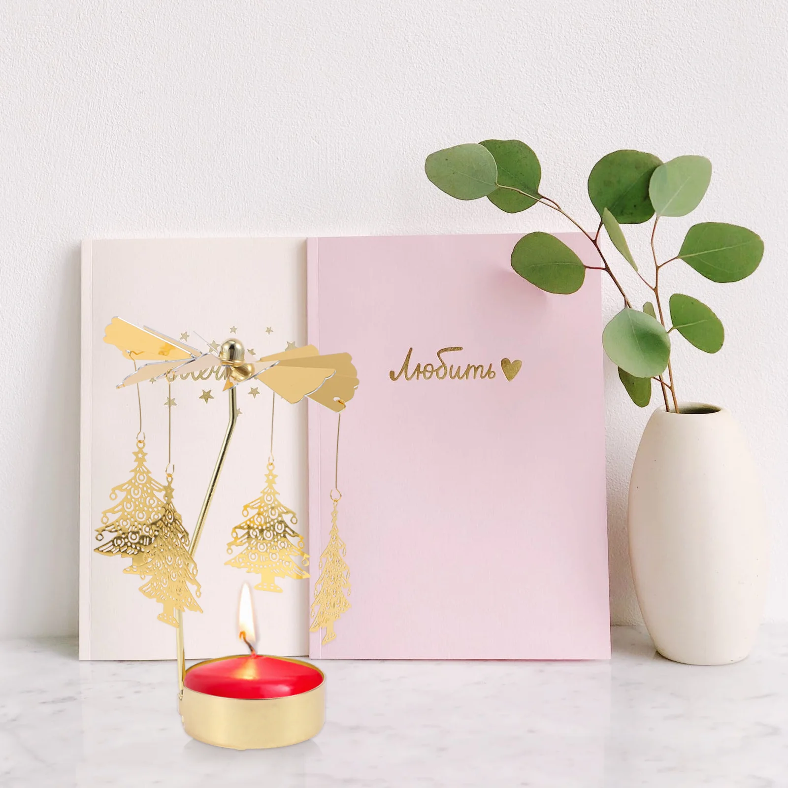 

1pc Rotating Candlestick Iron Desktop Holder Christmas Party Decor Tabletop Decoration Festival Wedding Stand