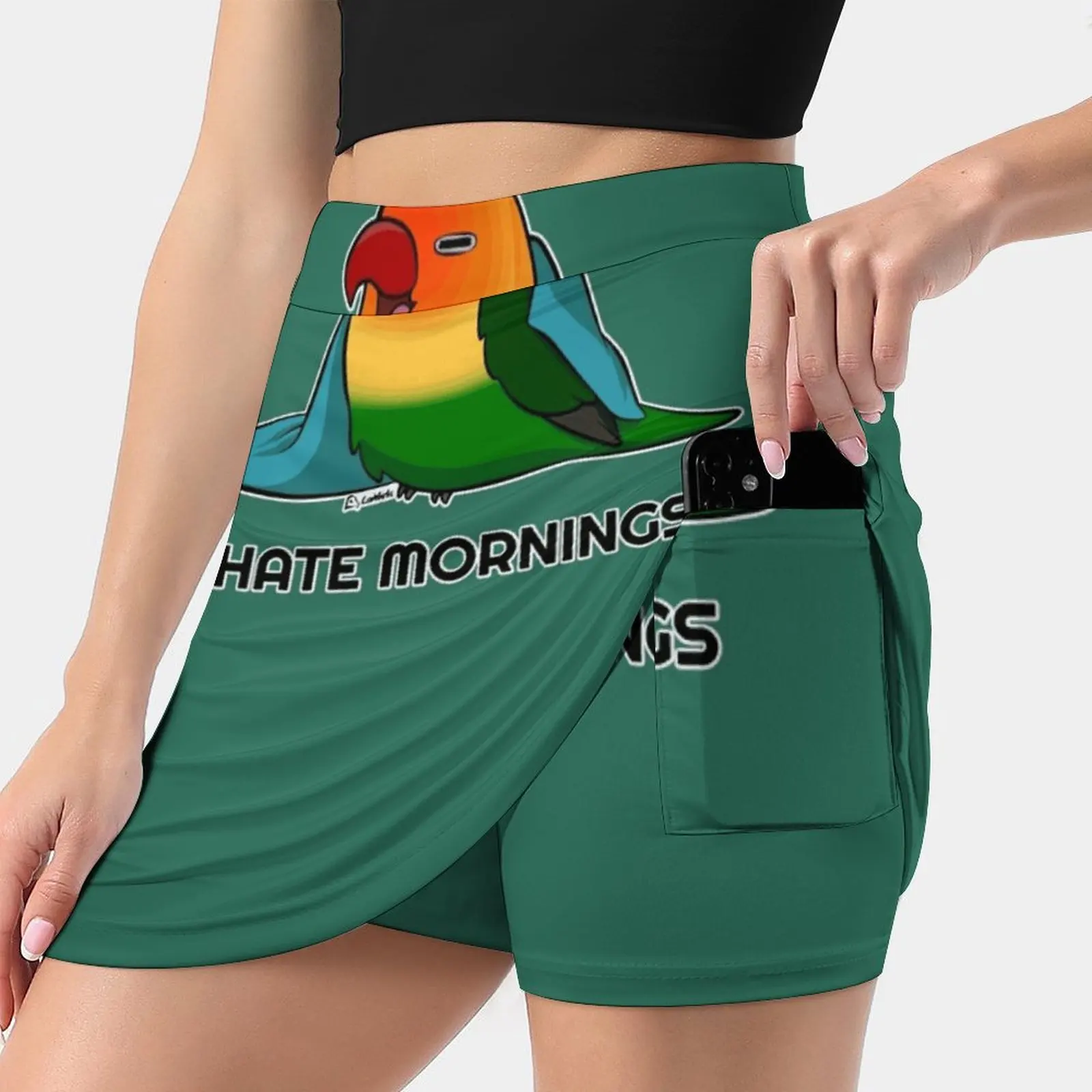 

I Hate Mornings Lovebird Women'S Summer Fake Two Piece Skirts Casual Sports Beach Skirt Girl Skorts Lovebird Lovebirb Lovebirbs