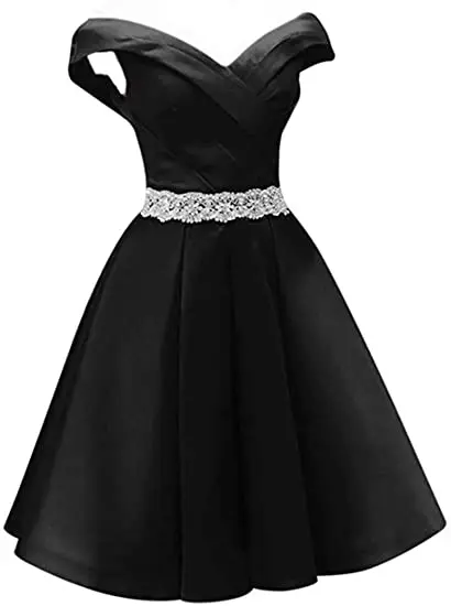 

ANGELSBRIDEP Vintage Satin Homecoming Dresses Vestidos De Festa Off-Shoulder Waist Sash Crystal Graduation Formal Party Gown NEW