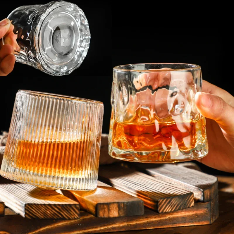 200ML Kieliszki do whisky Nowość Obrotowy kieliszek do wina z drewnianą podstawą do soków i herbaty Narzędzia do picia