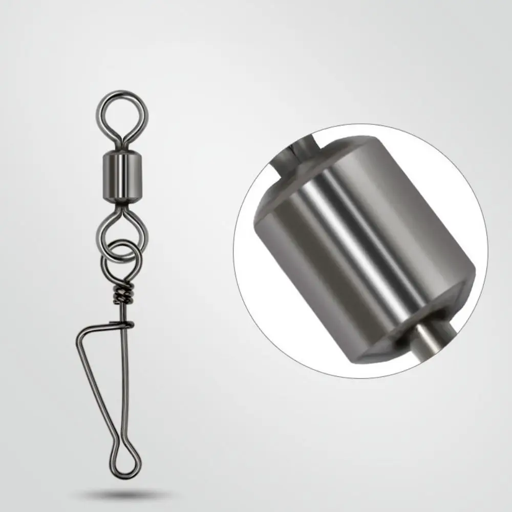 Picture 3: 10pcs With Lock Fishing Rolling Swivel Connect Ring Chamfer Design Swivel Rolling Connector Durable Avoid Line Entanglement
