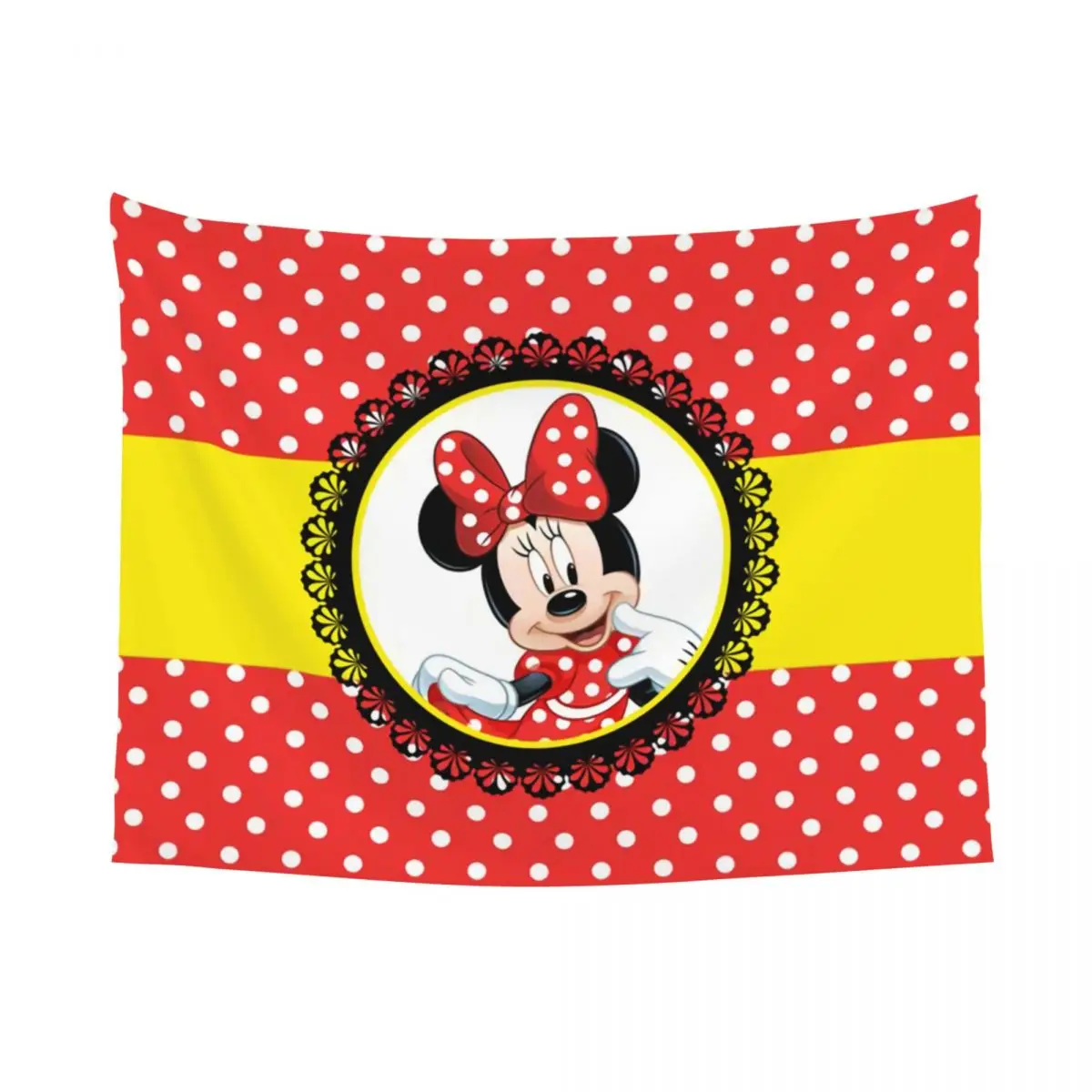 Customized Minnie Mouse Polkadot Anime Tapestry Hippie Room Decor Tapestries Wall Hanging for Bedroom Home Decoration