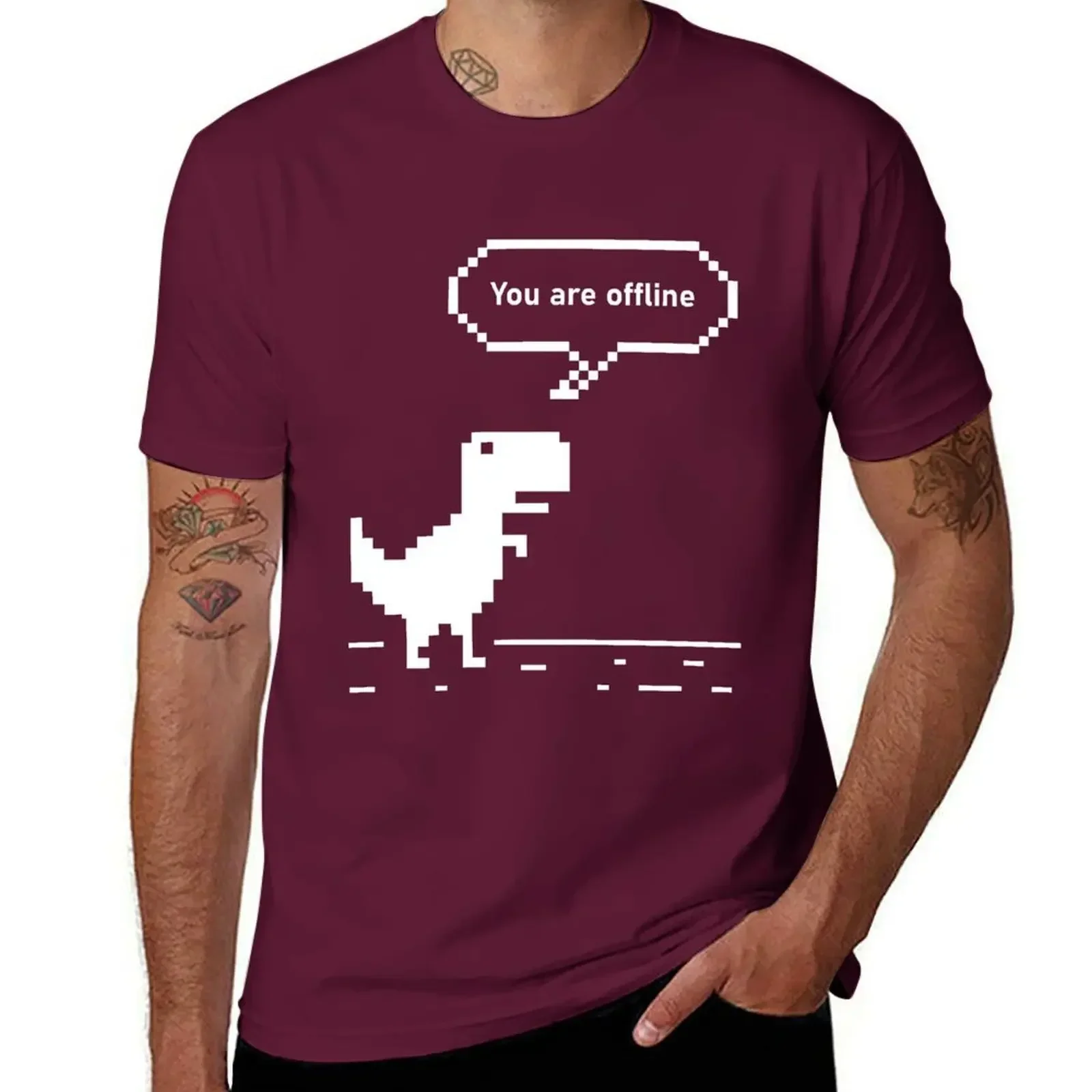 Christmas Gift Thanksgiving Gift T-Shirt You are Offline Chrome Dinosaur 8 bit Dinosaur Chrome Developer Masks Stickers T Shirts