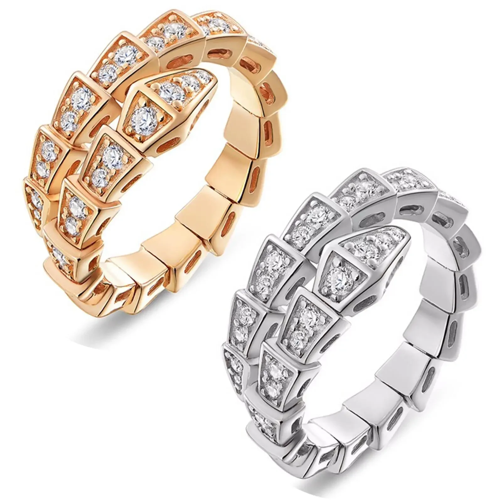 

Кольцо JIUZUAN с бриллиантовой змеей, позолота 18 карат, открытый дизайн маленькой змеи, муассанит, уникальное обручальное кольцо унисекс на указательный палец