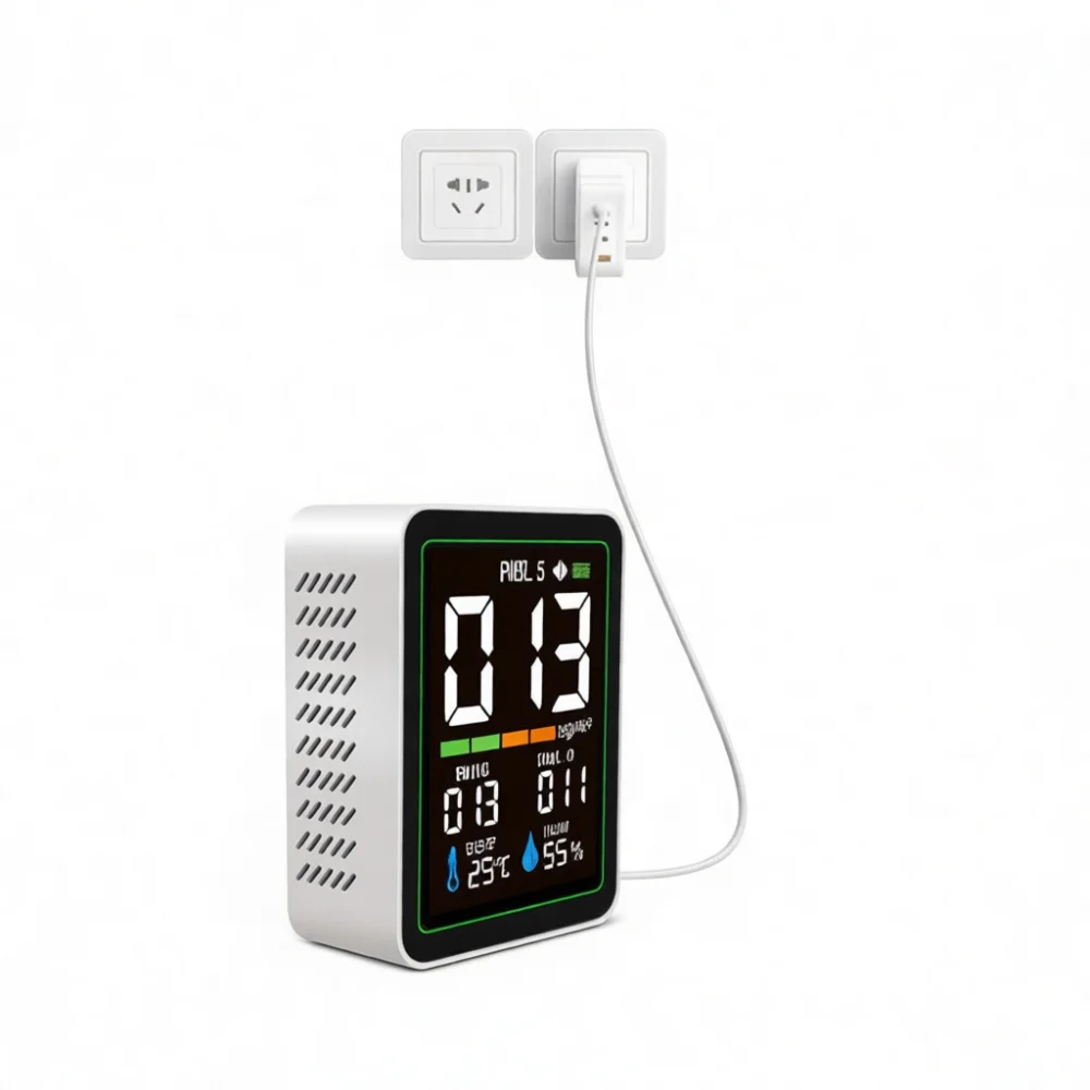 Industrial Grade Air Quality Monitor 5 In 1 Detector PM2.5 PM10 PM1.0 Meter Temperature Humidity Gauge Portable Sensor