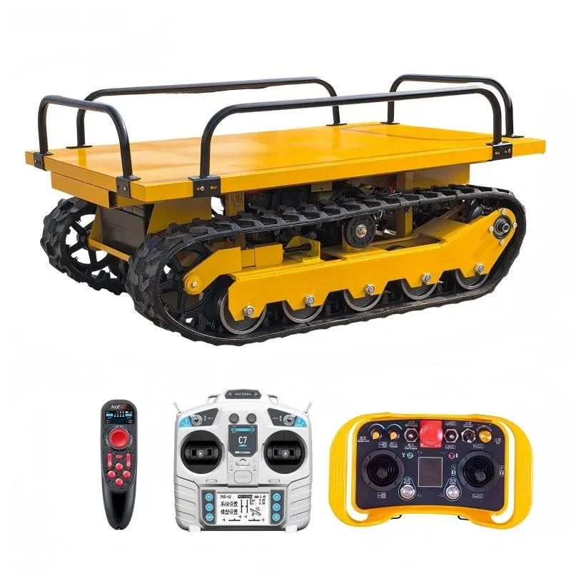 for 500Kg Remote Control Electric Mini Steel Rubber Crawler Transporter Flat All Terrain Agricultural Carrier 1000x800mm