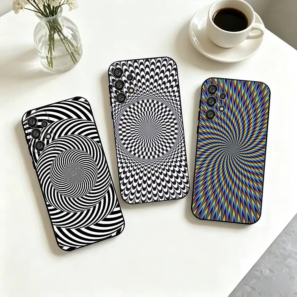 O-Optical Art P-PPI  Phone Case Black Silicone Soft For Samsung S25,S24,S21,S22,S23,S30,Ultra,S20,Plus,Fe,Lite Gift