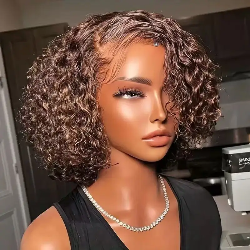Novel and fashionable hairstyle, rounded head shape, curly hair, wig, layered design, women's short hair