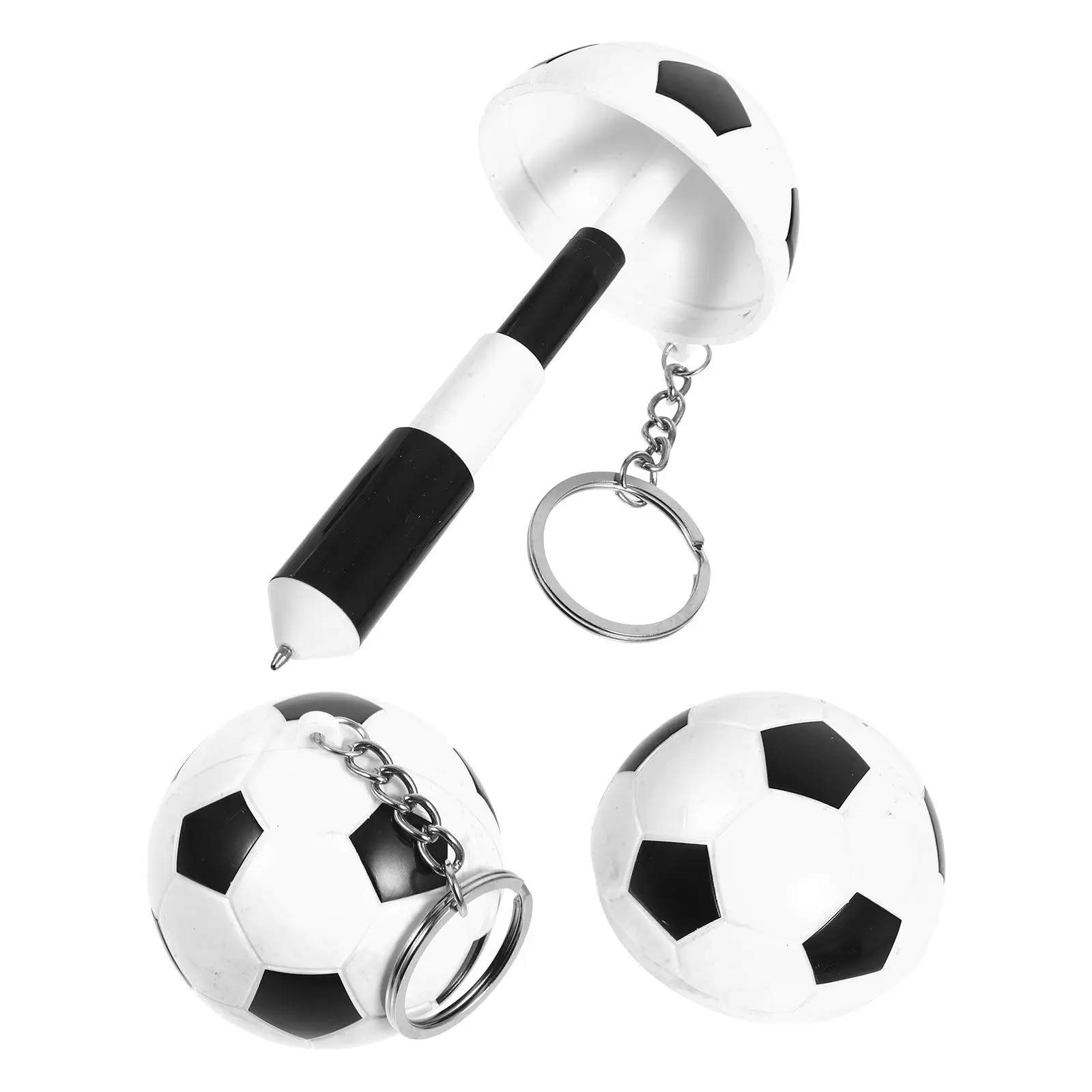 2Pcs Soccer Ballpoint Pen Football Retractable Keychain Student Gift Smooth Writing Pen Soccer Pens Ballpoint Pens