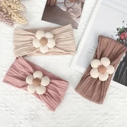 Baby Girl Flower Turban Kids accessori per capelli per bambini fasce in Nylon carine ragazzi lavorati a maglia grandi fasce per capelli larghe fascia morbida fai da te