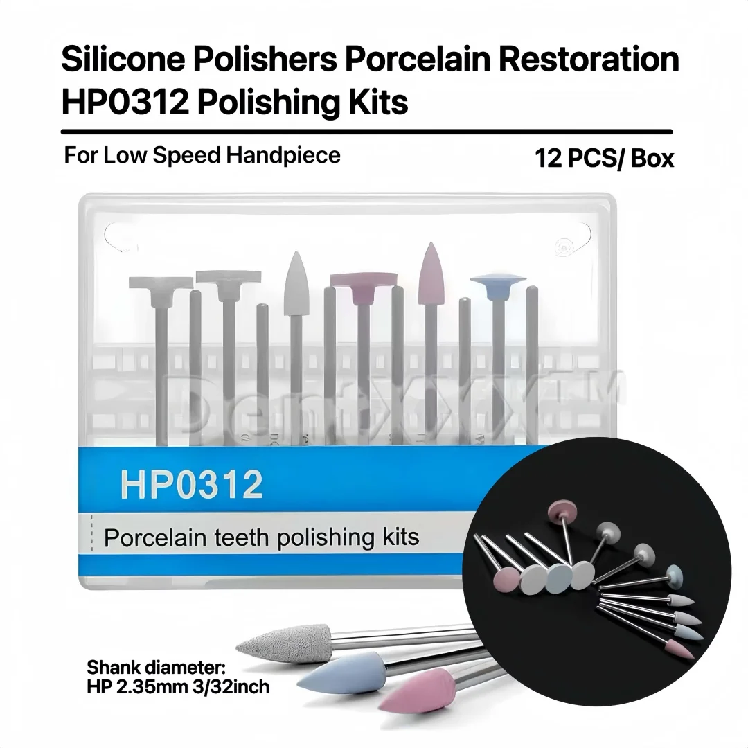 12Pcs Ceramic Polishing Kit, Disc-Shaped, Pointed, Wheel-Shaped Silicone Polishers, Coarse/Medium Fine/Fine Grinding Heads, Suit