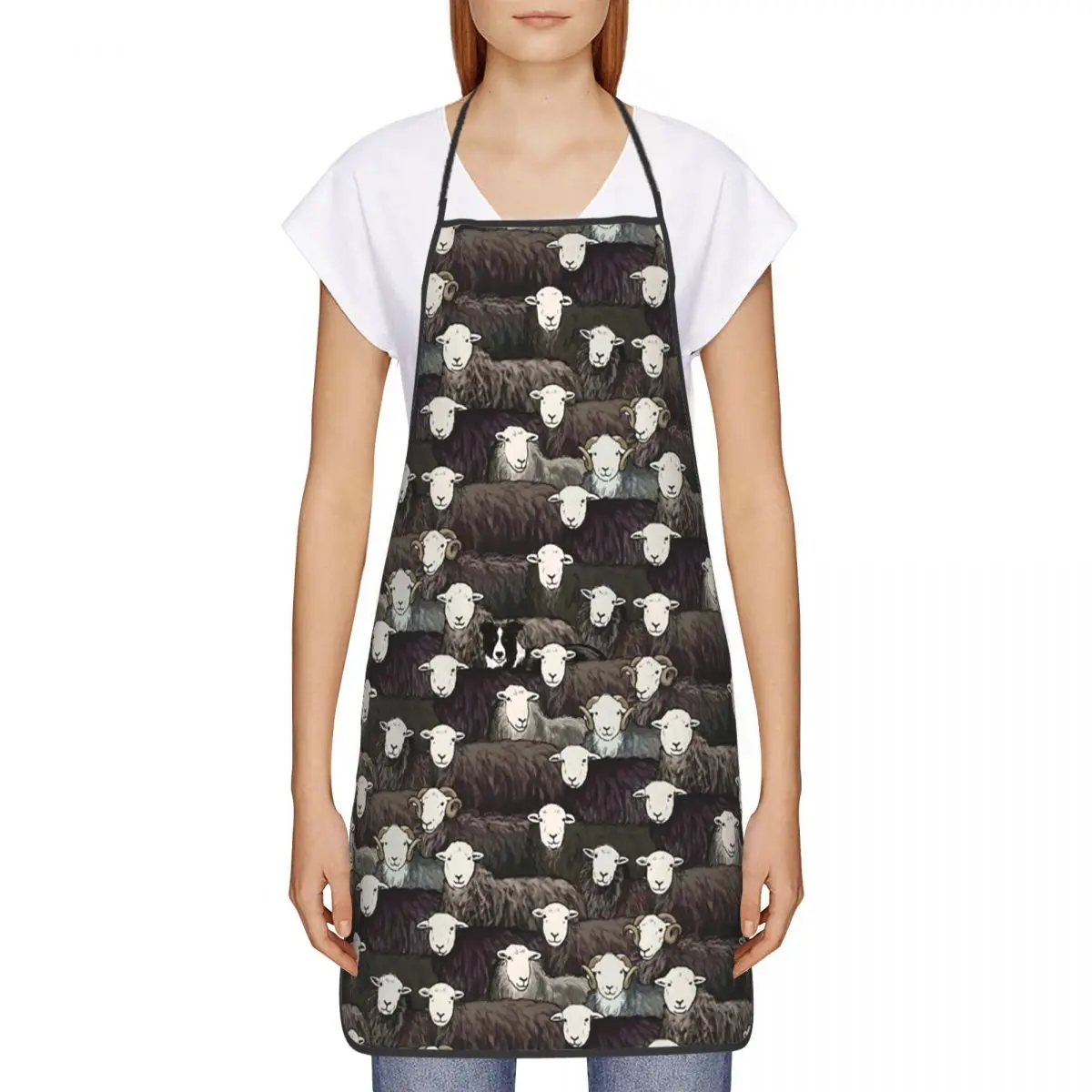 Border Collie In The Sheeps Apron Women Men Unisex Bib Sheepdog Cooking Kitchen Tablier Cuisine Chef Baking