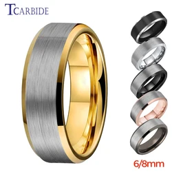 6mm 8mm Classic Tungsten Wedding Band Men Women Finger Ring Multicolors Beveled Brushed Ladies Gentleman Gift Jewelry