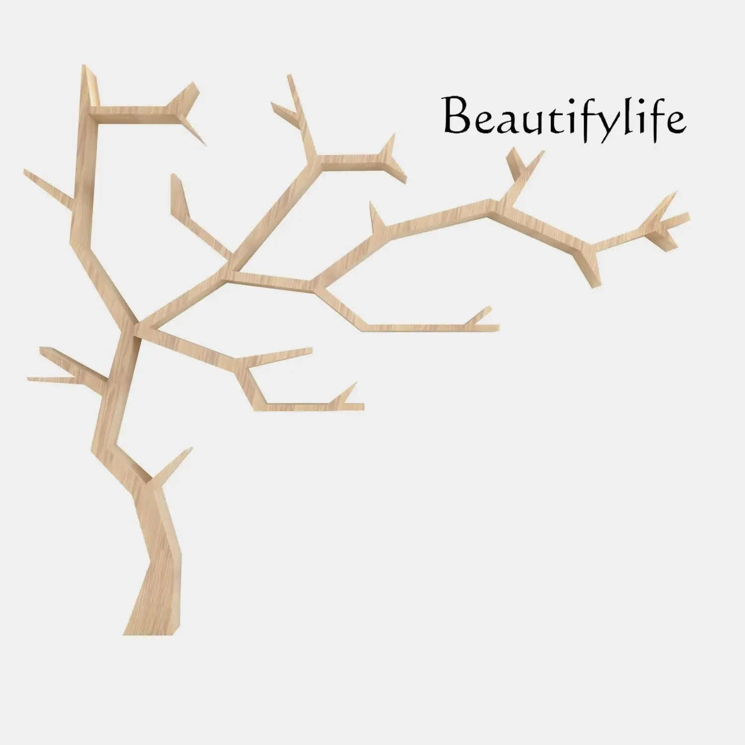 

Solid wood creative tree art background wall display rack Small apartment household wall floor rack