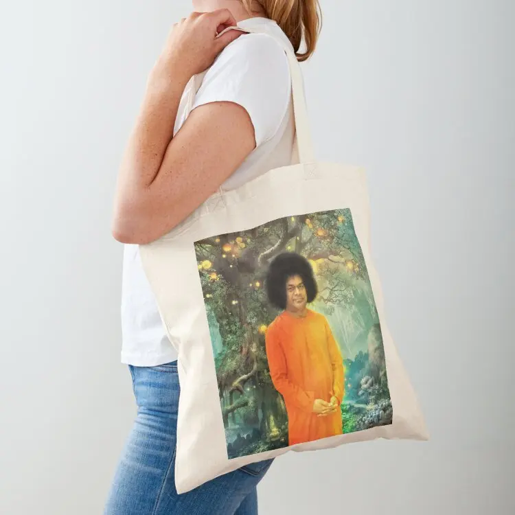 Sathya Sai - 2 Sathya's Corner Tote Bag حقيبة سوبر ماركت قابلة للطي حقائب قابلة لإعادة الاستخدام حمل حقيبة حقائب تسوق للرجال للنساء #1